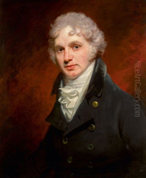 PORTRAIT OF CHARLES SMALL PYBUS (1766-1810), HALF-LENGTH, WEARING A DARK COAT AND WHITE STOCK Oil Painting by unknown