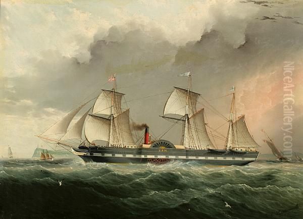 The U.s.m. Oil Painting by James E. Buttersworth