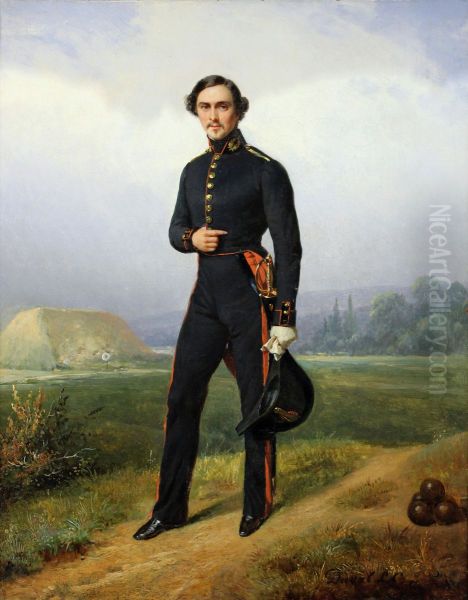 Portrait du baron Alexandre Legros en costume de polytechnicien Oil Painting by Pierre Duval Le Camus