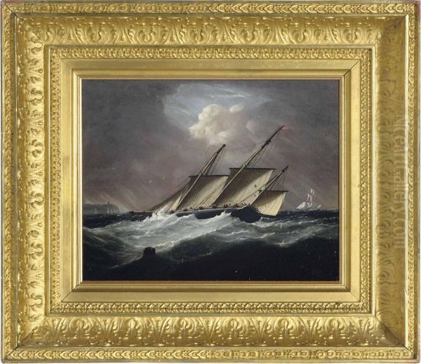 An Armed Lugger Off The Coast Oil Painting by Thomas Buttersworth