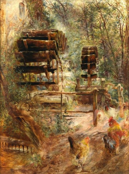 WATERMILL AT ROSSETT, NORTH WALES Oil Painting by unknown