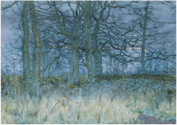 Trees in winter Oil Painting by William Fraser Garden