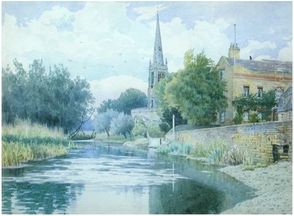 All Saints' church and The Waits, St Ives, Huntingdon Oil Painting by William Fraser Garden