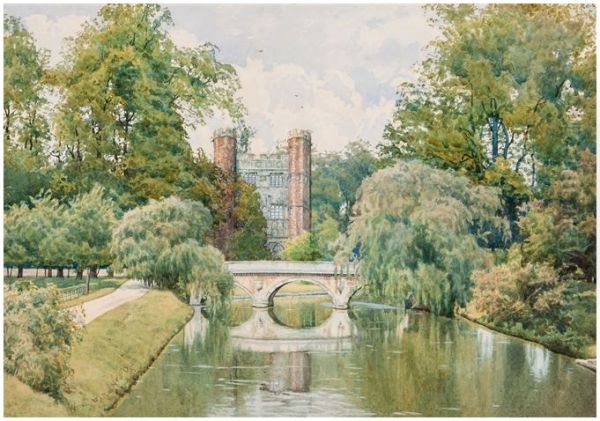 St. John's College, Cambridge, from The Backs , 1905 Oil Painting by William Fraser Garden