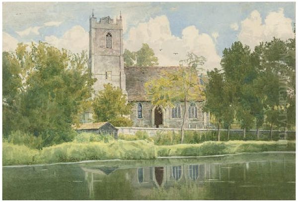 Hartford parish church on the banks of the Ouse , 1914 Oil Painting by William Fraser Garden