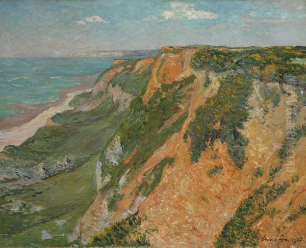 Les Falaises rouges d'Octeville, Seine-Inferieure Oil Painting by Maxime Maufra