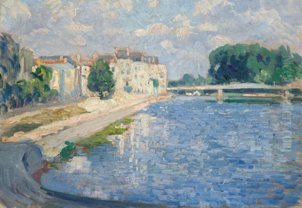 La Marne a Lagny Oil Painting by unknown