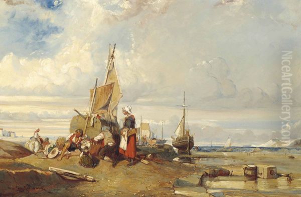 Unloading the Boat Oil Painting by Eugene Le Poittevin