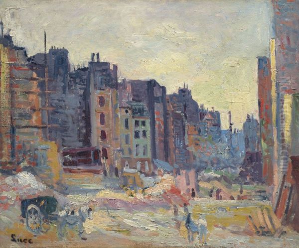 Paris, Le percement de la rue Reaumur Oil Painting by unknown