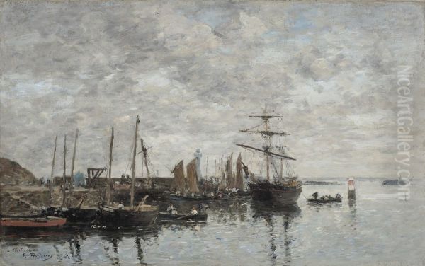 Portrieux, le port Oil Painting by Eugene Louis Boudin