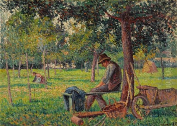 Eragny, Rodo Pissarro dans le jardin de son pere Oil Painting by unknown