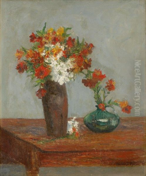 Deux bouquets Oil Painting by unknown