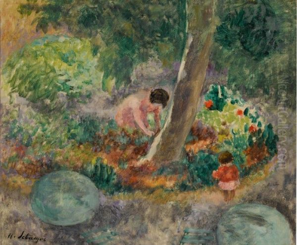 Nono et Pierre dans le jardin Oil Painting by unknown