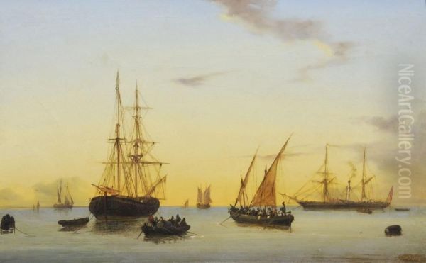 Navires Au Mouillage Oil Painting by Lorenzo Butti