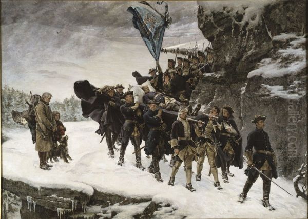 Bringing Home the Body of King Karl XII of Sweden Oil Painting by Gustaf Cederstrom