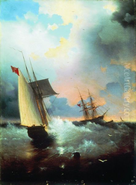 Sailboat . Oil Painting by Ivan Aivazovsky