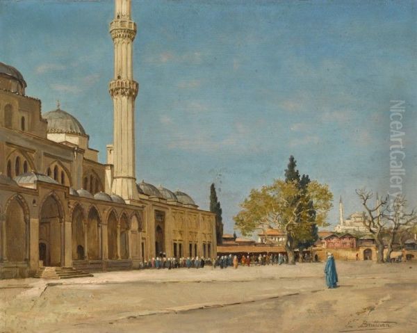 Devant La Mosquee, Constantinople Oil Painting by unknown