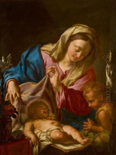 The Madonna and Child with the infant Saint John the Baptist Oil Painting by unknown