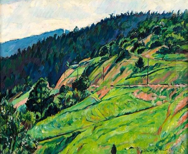 Landschaft In Thuringen Oil Painting by Erich Buttner