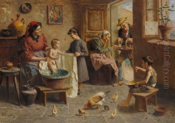 A HAPPY FAMILY Oil Painting by unknown