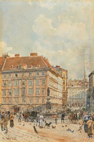 The Freyung public square in Vienna Oil Painting by Rudolf von Alt