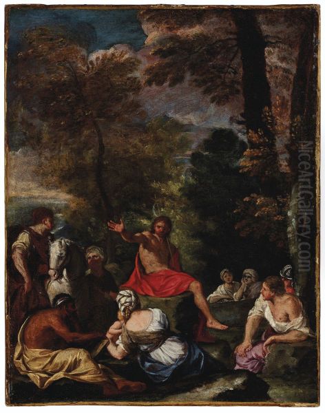 Saint John the Baptist preaching Oil Painting by unknown