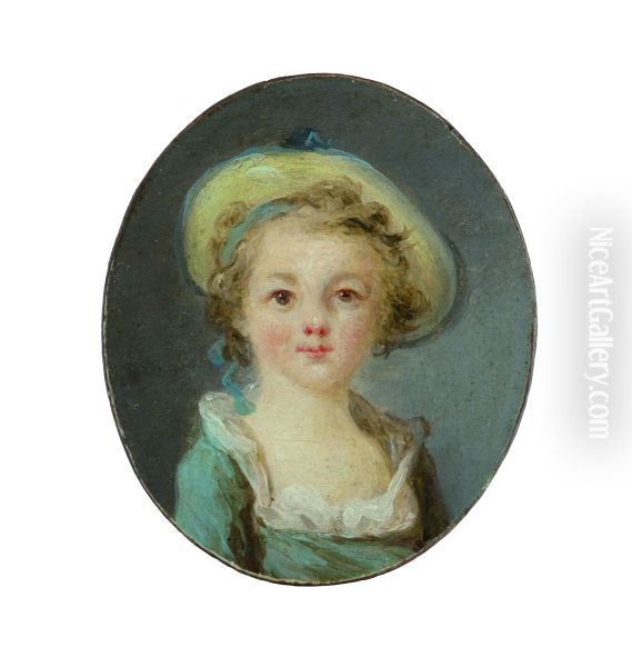 Portrait of a child, bust-length Oil Painting by Jean-Honore Fragonard