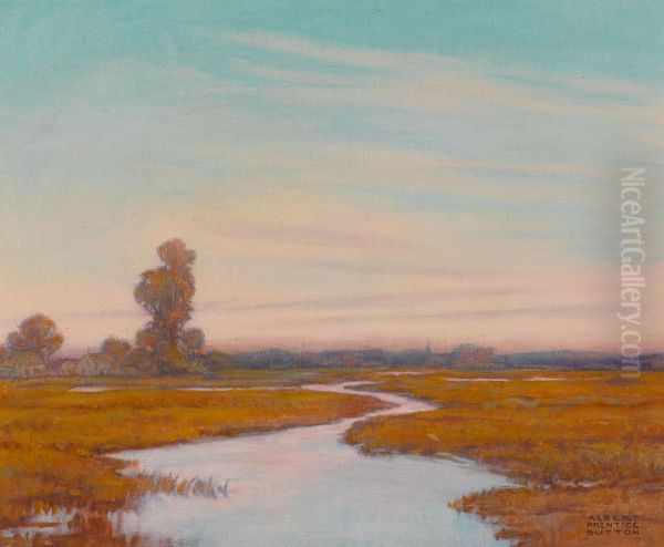 Meadow Brook Oil Painting by Albert Prentice Button