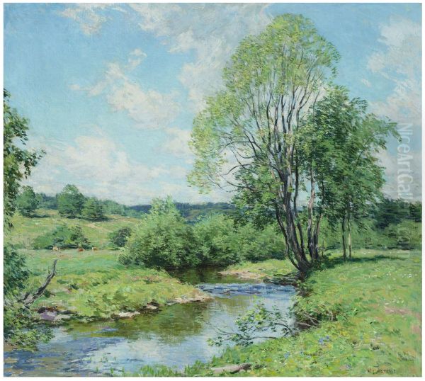 Green Idleness Oil Painting by Willard Metcalf