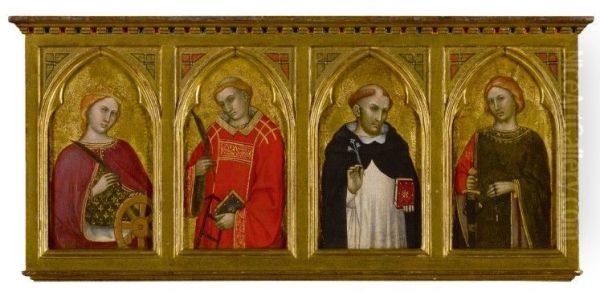 SAINTS CATHERINE OF ALEXANDRIA, LAWRENCE, DOMINIC, AND JULIAN Oil Painting by Taddeo Di Bartolo