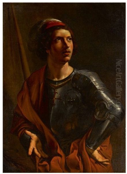 PORTRAIT OF A YOUNG MAN IN ARMOR, AS SAINT GEORGE Oil Painting by Angelo Caroselli