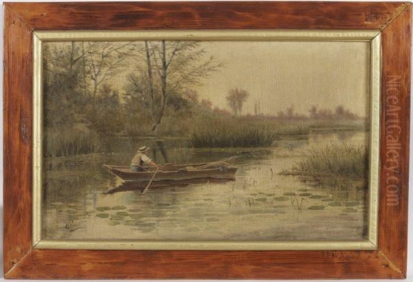 Le Pecheur Pres De L'etang Oil Painting by Charles Henry Buttrick