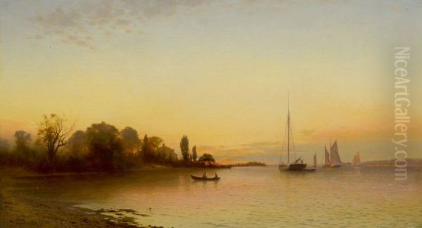 A MIDSUMMER TWILIGHT Oil Painting by Francis A. Silva