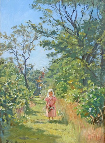 Vibeke i Plantagen Oil Painting by Peder Severin Kroyer