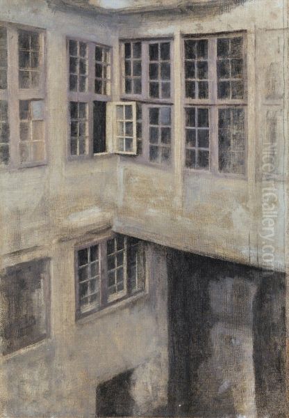 THE COURTYARD, STRANDGADE 30 Oil Painting by Vilhelm Hammershoi