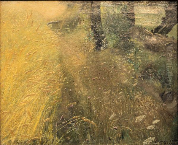 Path Going past a Ripe Cornfield Oil Painting by Laurits Andersen Ring