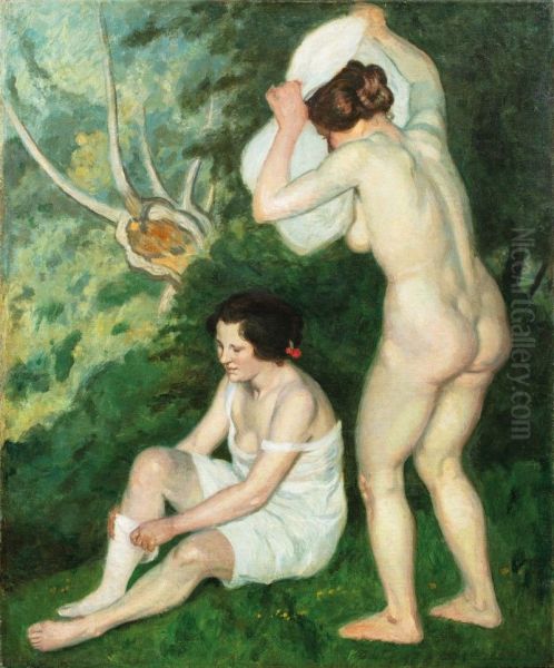 DEUX BAIGNEUSES Oil Painting by Louis Anquetin