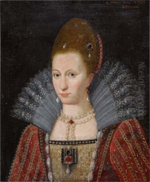 PORTRAIT OF ANNE OF DENMARK (1574-1619) Oil Painting by unknown