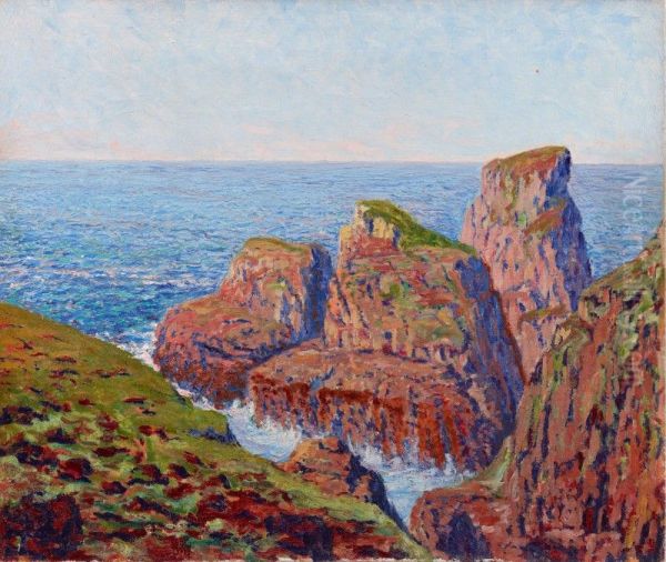 ROCKY COAST Oil Painting by Gustave Cariot