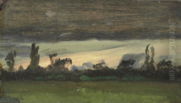 Landscape, near Naestved. Evening light Oil Painting by Laurits Andersen Ring