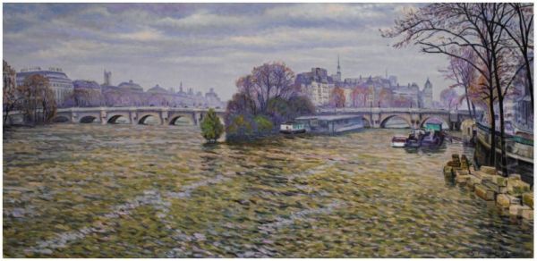 LA SEINE A PARIS Oil Painting by Gustave Cariot