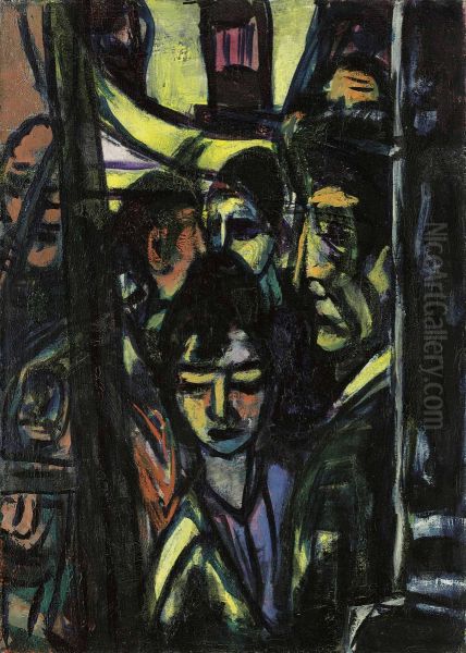 Cafe (Hotel de l'Europe) Oil Painting by Max Beckmann