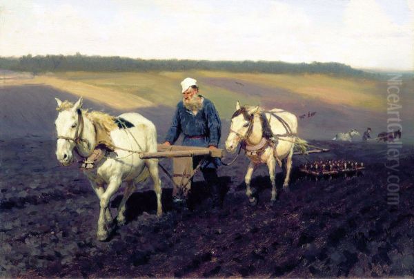 Ploughman. Oil Painting by Ilya Repin