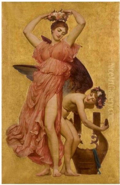 Erato Oil Painting by Frederic Leighton