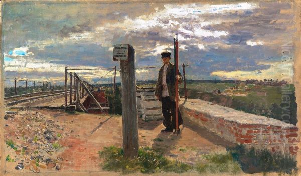 Railway guard. Khotkovo Oil Painting by Ilya Repin