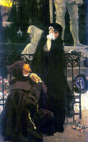 El convidado de piedra. Don Juan y Dona Ana Oil Painting by Ilya Repin