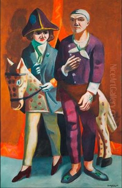 Double Portrait Carnival, Max Beckmann and Quappi Oil Painting by Max Beckmann