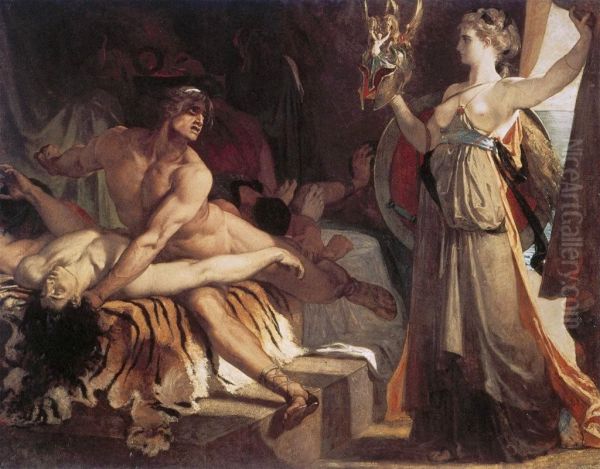 Thetis apporte a Achille les armes forgees par Vulcain Oil Painting by Henri Regnault