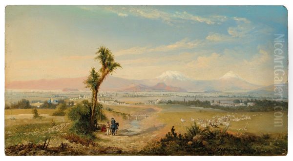 The Valley of Mexico, the two volcanoes Popocatepetl and Iztaccihuatl beyond Oil Painting by Conrad Wise Chapman