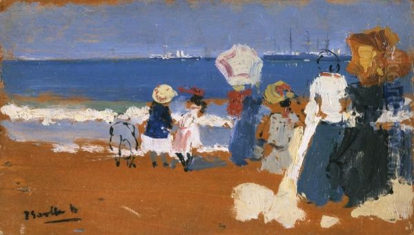 San Sebastian (Parasol) Oil Painting by Joaquin Sorolla